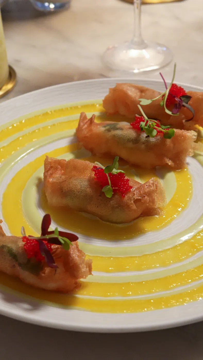 Prawn Cigars at Flowers Saratoga