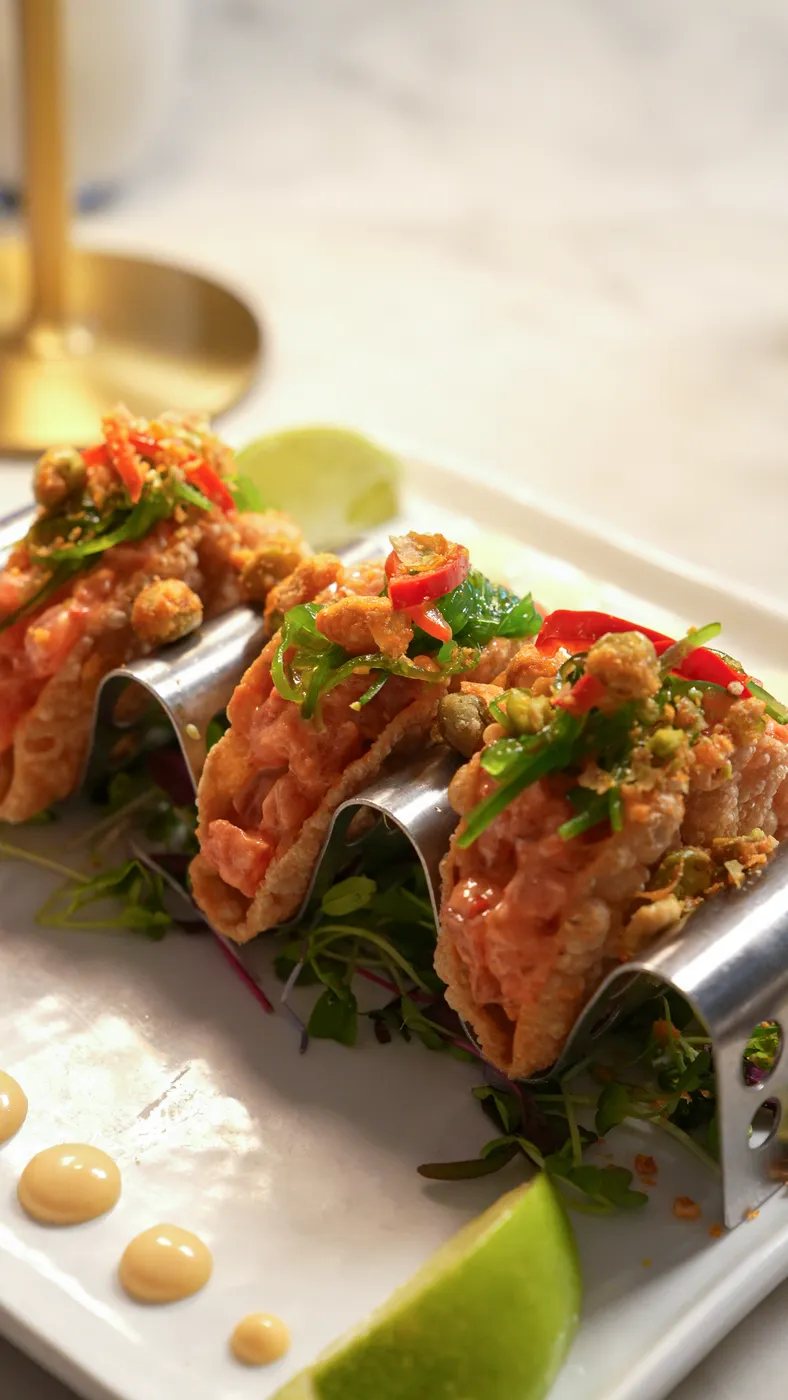 Tuna Wonton Tacos at Flowers Saratoga